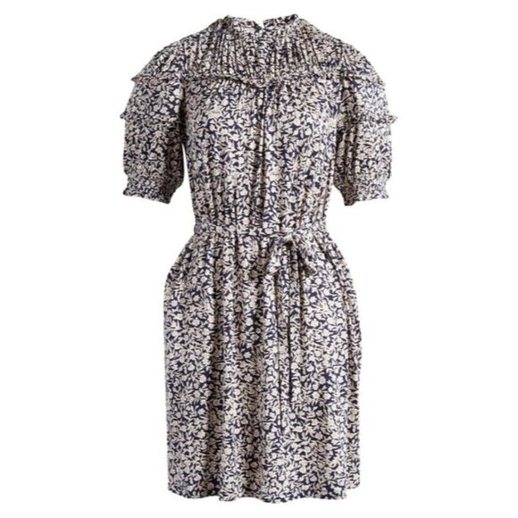 Boden Floral Ruffle Puff Sleeve Jersey Dress NWT